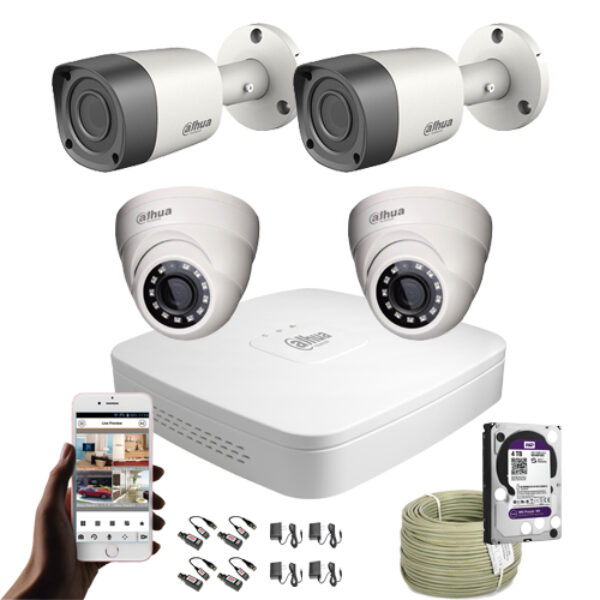 Kit 4 Cámaras + DVR 4Ch + Accesorios + Instalación