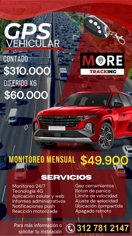 GPS Vehicular 4G con Monitoreo y Respuesta a Emergencias. La Dorada y Puerto salgar