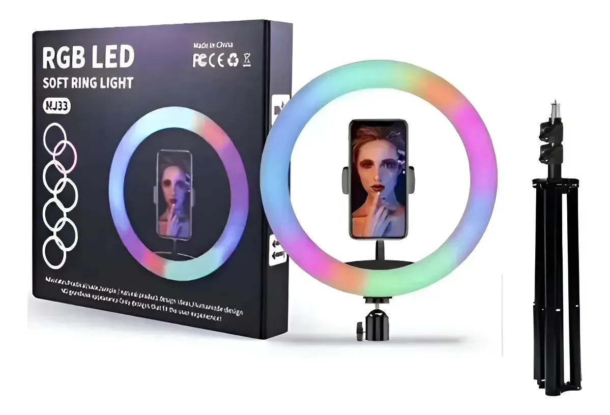Aro De Luz Led MJ33 Luz Rgb Cálida Fría + Trípode - Imagen 5