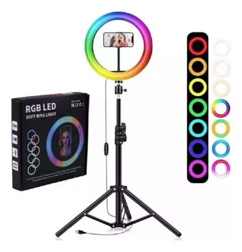 Aro De Luz Led MJ33 Luz Rgb Cálida Fría + Trípode