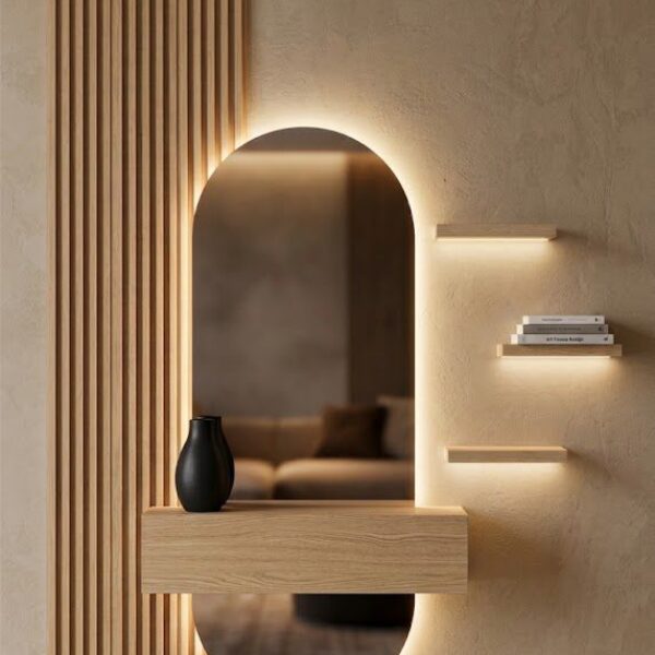 ✨ Muebles en La Dorada. Mueble Decorativo 4 en 1 — Espejo + Cajón + Estante + WPC