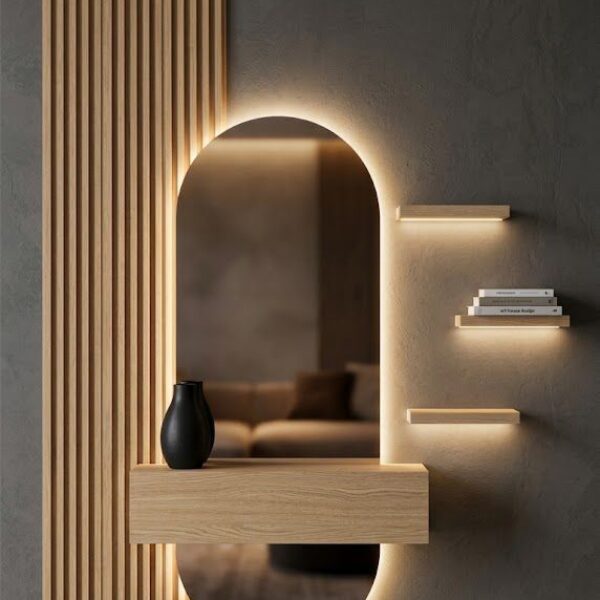 ✨ Muebles en La Dorada. Mueble Decorativo 4 en 1 — Espejo + Cajón + Estante + WPC