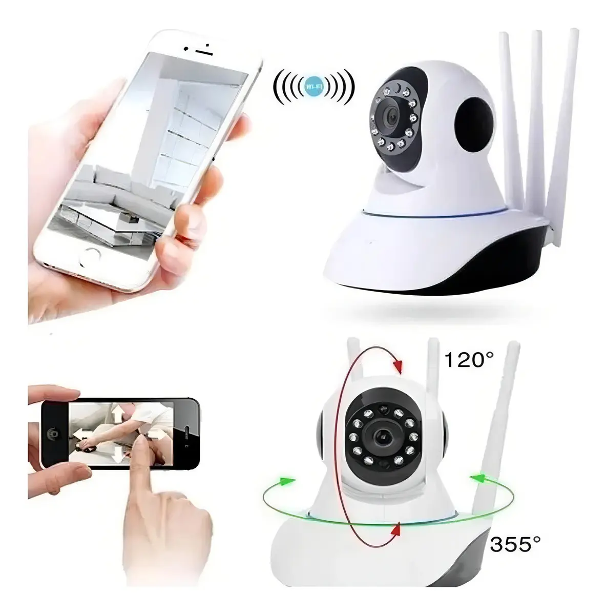 Camara 3 Antenas Ip Wifi Vision Nocturna 2mpx Lee Micro SD - Imagen 4